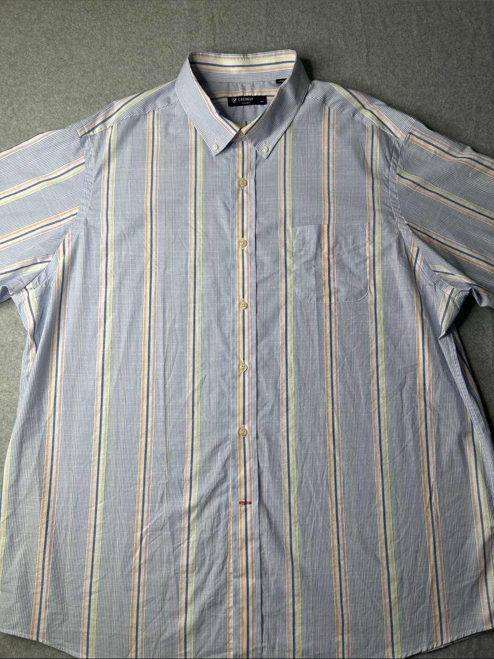 Cremieux‎ Classic Light Blue Button-Down Shirt with Cream and Tan Stripes